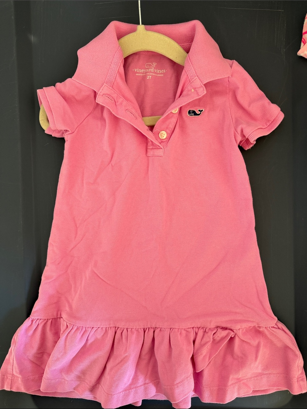 Vineyard Vines Girls Bubblegum Pink Polo Ruffle Dress